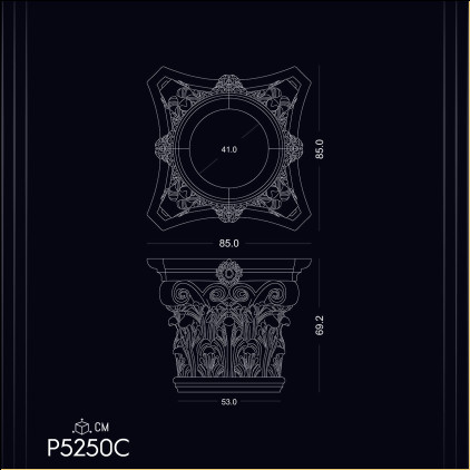 Poliuretan Coloane Capitale P5250 - Aplicații Vaste: Modele de Decorațiuni cu Coloane din Poliuretan pentru Design Interior și Idei de Decorare