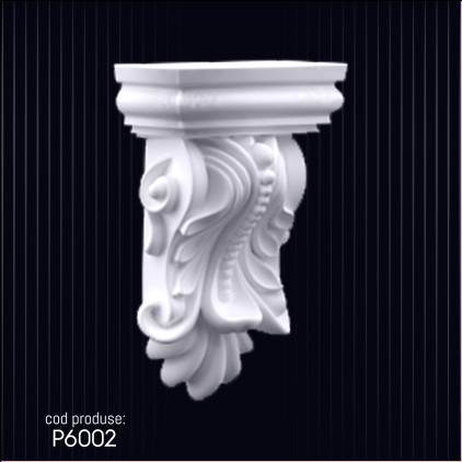 P6002 Poliuretan Consolă (Suport Decorativ) Modele Instalare Ușoară a Consolei din Poliuretan P6002: Fixare Sigură cu Șuruburi și Dibluri, Modele de Decorații și Idei de Design