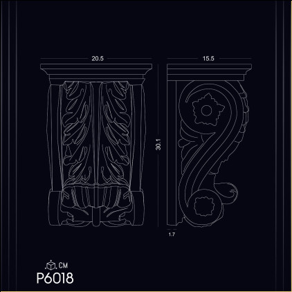 P6018 Poliuretan Consolă (Suport Decorativ) Modele Corbel din Poliuretan P6018 și Suporturi de Perete din Poliuretan P6018: Design Estetic și Funcțional în Modele de Decor și Idei de Decorare