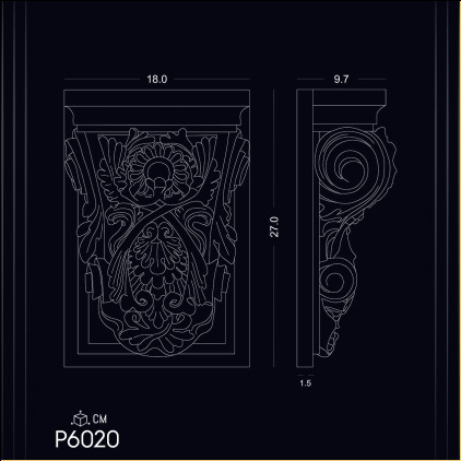 P6020 Poliuretan Consolă (Suport Decorativ) Modele Poliuretan Corbel P6020: Eleganță și Stil în Designul Decorului - Modele și Idei de Decorație cu Poliuretan Konsol P6020
