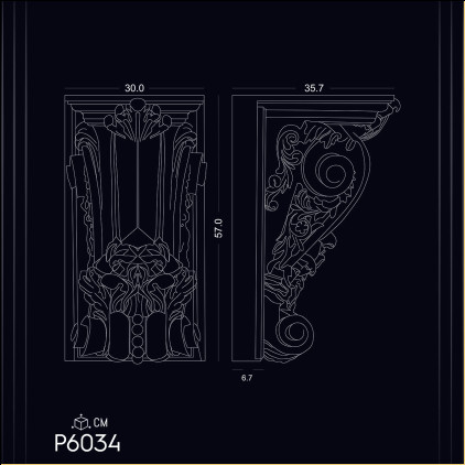 P6034 Poliuretan Consolă (Suport Decorativ) Modele Poliuretan Corbel P6034 Modele Decorative Consolă Producție Durabilă Idei de Design și Exemple pentru Decorațiuni