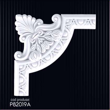 Model de Colț din Poliuretan P82019A cu Model Rezistent la Umiditate și Arcuit - Ideale pentru Decorațiuni în Baie și Bucătărie, Design și Idei de Decor.