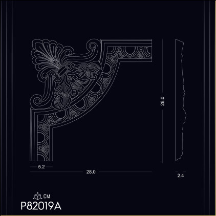 Model de Colț din Poliuretan P82019A cu Model Rezistent la Umiditate și Arcuit - Ideale pentru Decorațiuni în Baie și Bucătărie, Design și Idei de Decor.