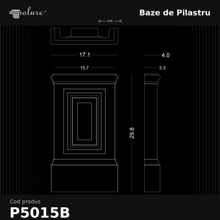 P5015B Poliuretan Baze de Pilastru Modele Bază pilastru din poliuretan 4x17x30 cm profilată