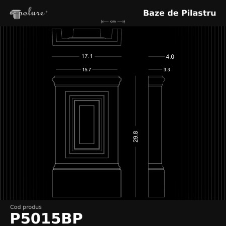 Bază Pilastru Poliuretan 4x17x30 cm Element Decorativ