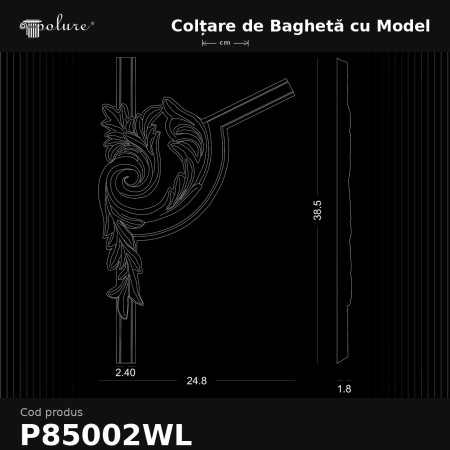 P85002WL Poliuretan Colțare de Baghetă cu Model Modele Colțar Profil Baghetă Poliuretan Cu Relief 39x25 cm