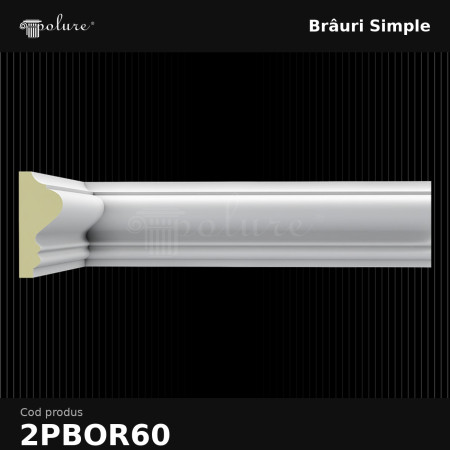 2PBOR60 Poliuretan Brâuri Simple Modele Brâu Decorativ Neted 3x6 cm din Poliuretan