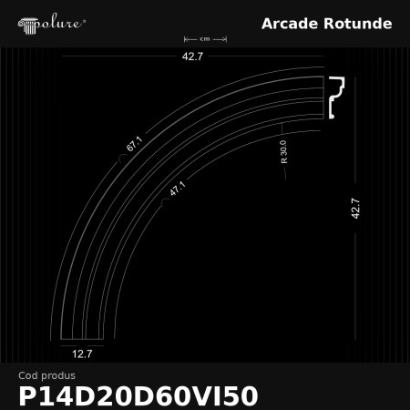 Perete decorativ neoclasic realizat cu coloane, arce duble și ornamente din poliuretan finisate verde și aurat.