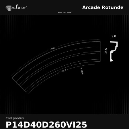 Decor interior clasic în sală de festivități cu pilatri din poliuretan P5020, arcadă P14D40 și coloane albe cu foiță aurie.