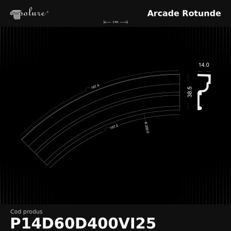 Profil Arcuit din Poliuretan pentru Arcadă Rotundă 14x169 cm