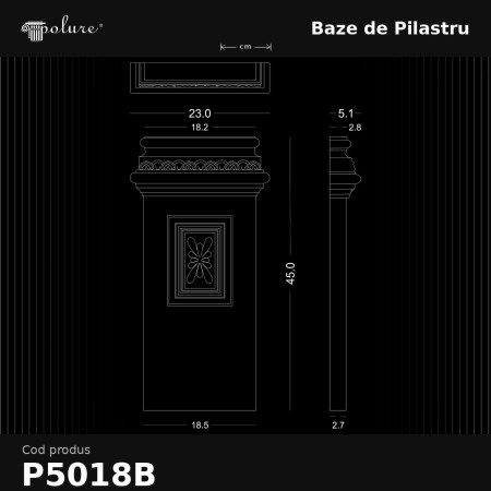Amenajare interioară clasică cu pilatri din poliuretan, baghete de perete și cupolă decorativă pe plafon.