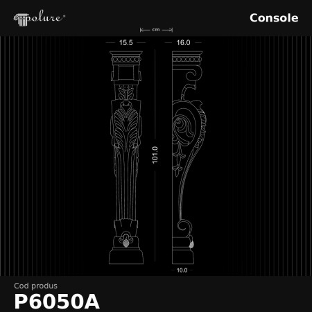 P6050A Poliuretan Console Modele Consolă Decorativă din Poliuretan P6050A 16x16x101 cm