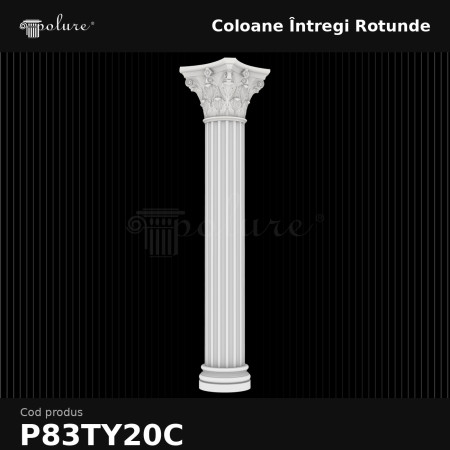 Coloană Rotundă din Poliuretan Canelată 36x279 cm