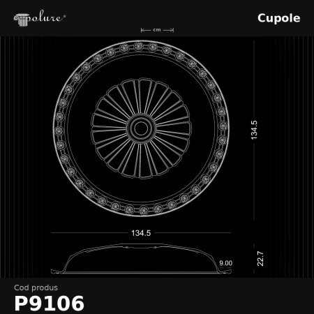 Cupolă din Poliuretan pentru Tavan 135x23 cm Model Clasic