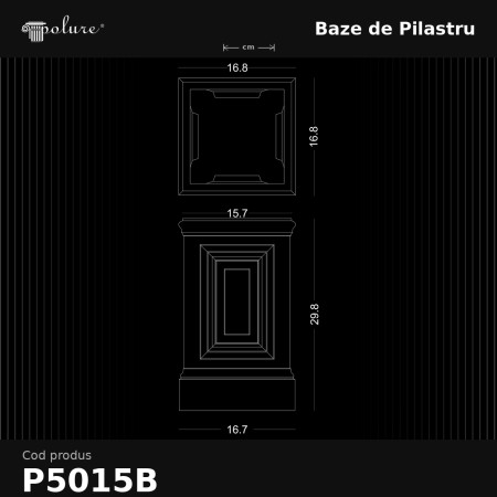 Bază decorativă pentru pilastru 17x17x30 cm din Poliuretan