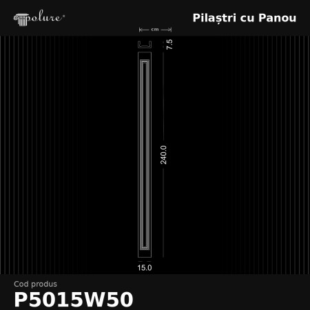 Pilastru decorativ din poliuretan 8x15x240 cm pentru fațade