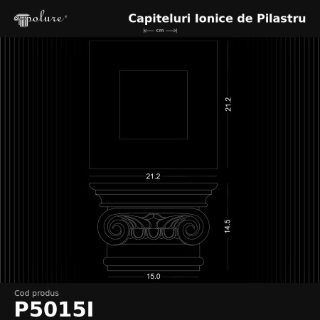 Capitel ionic pentru pilastru 21x21x15 cm Nespecificat.