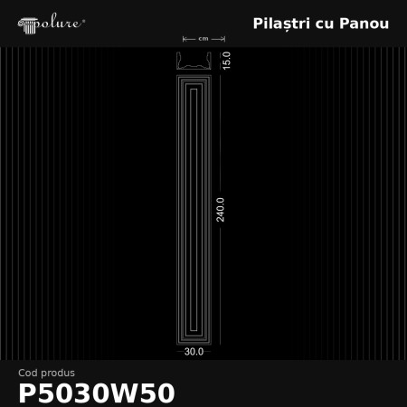 Pilastru decorativ din poliuretan 15x30x240 cm pentru coloane