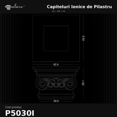 Capitel ionic pentru pilastru 42x42x29 cm din Poliuretan
