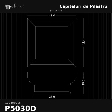 Pilastru decorativ din poliuretan 42x42x19 cm
