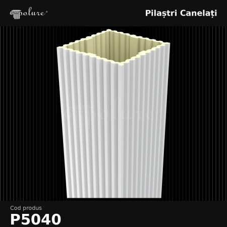 Pilastru canelat 40x40x240 cm, produs decorativ din poliuretan