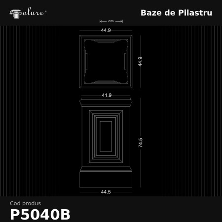 Produs decorativ din poliuretan: baza de pilastru 45x45x75 cm