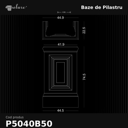 Baza de pilastru 23x45x75 cm, produs decorativ din poliuretan