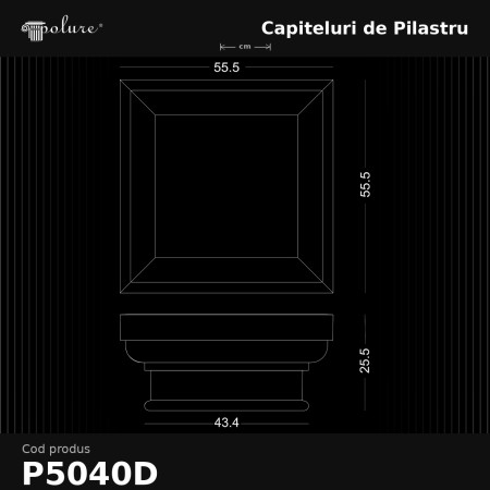Pilastru din material decorativ poliuretan 56x56x26 cm