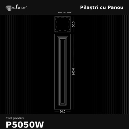 Pilastru decorativ din poliuretan 50x50x240 cm