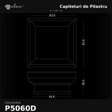 Pilastru decorativ din poliuretan, profil 84x84x38 cm
