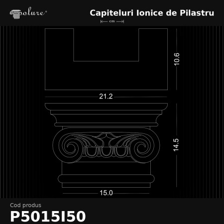 Capitel Ionic pentru Pilastru 11x21x15 cm Poliuretan