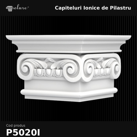 Capitel pilastru ionic 28x28x19 cm, decor din poliuretan