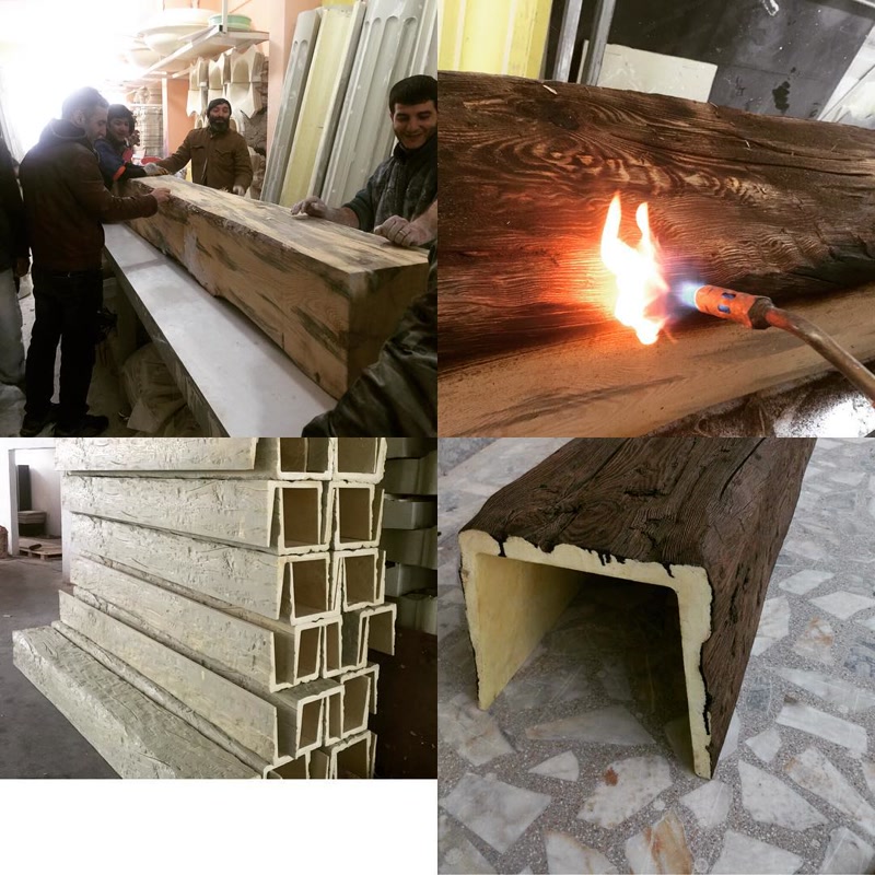 Grinde din Poliuretan cu Profil U Model P1981D pentru Tavane Grinzile din poliuretan cu profil U reprezintă elemente arhitecturale ornamentale concepute pentru mascarea structurilor din beton, a cablurilor electrice sau a conductelor de climatizare pe tavan. Proiectat cu o densitate înaltă de 150-220 kg/m³ (țintă ~160 kg/m³), modelul P1981D oferă o rezistență mecanică sporită la impact și stabilitate dimensională excelentă în intervale de temperatură cuprinse între -100 °C / +80 °C. Structura sa interioară tubulară reduce sarcina asupra planșeului cu până la 85% comparativ cu lemnul masiv, facilitând o instalare rapidă și sigură în spații rezidențiale de tip vilă sau în spații comerciale.
Montajul grinzilor din poliuretan P1981D se realizează prin fixare mecanică și adezivare structurală pe șipci din lemn ancorate pe tavan la distanțe de 50 cm. Datorită profilului în formă de U cu o grosime a peretelui de 15-20 mm, debitarea la unghi sau îmbinarea cap la cap se execută cu scule standard de tâmplărie, fără risc de crăpare. Permeabilitatea la apă de sub 1% împiedică deformarea materialului în spații cu umiditate ridicată, asigurând o aliniere perfectă a îmbinărilor pe întreaga lungime a tavanului.
Morfologia de suprafață a grindei din poliuretan imită fibra lemnului ars prin tehnici de matrițare de înaltă precizie și tratament termic superficial. Finisajul aplicat la nivelul fibrelor creează un efect tridimensional realist, iar suprafața este pregătită pentru aplicarea vopselelor pe bază de apă sau lacurilor acrilice. Spre deosebire de grinzi din lemn natural, structura din poliuretan nu necesită tratamente periodice împotriva cariilor de lemn sau a mucegaiului, menținându-și proprietățile fizice pe termen lung.
Utilizarea grinzilor din poliuretan P1981D simplifică substanțial procesele de renovare în construcțiile moderne, eliminând necesitatea consolidării suplimentare a tavanului. Această soluție tehnică permite integrarea facilă a sistemelor de iluminat încastrat de tip spot LED direct în corpul profilului, prin carotare simplă. Versatilitatea profilului U asigură un randament crescut la montaj pentru echipele de finisaje interioare, garantând un rezultat estetic impecabil și o eficiență operațională maximă pe șantier.