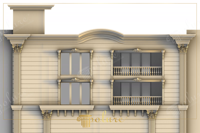 Poliuretan Fațadă Clasică și Elemente Decorative Exterior Montajul elementelor din poliuretan de înaltă densitate pe fațadele spațiilor comerciale reprezintă o metodă eficientă de placare decorativă ce asigură o rezistență mecanică ridicată și o izolare termică suplimentară. Materialul utilizat are o densitate medie cuprinsă între 150-220 kg/m³ (țintă ~160 kg/m³) și 150-220 kg/m³ (țintă ~160 kg/m³), garantând o structură compactă ce nu absoarbe umezeala, rata de absorbție a apei fiind de sub 0,5%. Spre deosebire de tencuielile minerale sau betonul decorativ, spuma rigidă de poliuretan rezistă la fluctuații termice extreme în intervalul -100 °C / +80 °C, fără a dezvolta fisuri structurale sau deformări cauzate de ciclurile de îngheț-dezgheț.

Fixarea elementelor verticale, precum pilatrii canelați și capitelurile de stil Corintic vizibile pe fațadă, se realizează printr-un sistem hibrid de prindere mecanică și lipire chimică. Pentru ancorarea pe suportul de zidărie sau peste sistemul de termoizolație existent, se utilizează un adeziv poliuretanic monocomponent de înaltă aderență, combinat cu dibluri din oțel inoxidabil poziționate în puncte strategice de fixare. Profilurile orizontale de cornișă și ancadramentele de fereastră cu profilare adâncă sunt debitate la unghiuri precise de 45 de grade, îmbinările fiind realizate exclusiv cu adeziv special pentru rosturi, care sudează chimic suprafețele de contact.

Procesul de finisare a rosturilor necesită o atenție tehnică deosebită pentru a preveni apariția liniilor de joncțiune pe suprafața fațadei. După polimerizarea completă a adezivului de îmbinare (aproximativ 24 de ore), excesul se îndepărtează prin șlefuire uscată folosind hârtie abrazivă cu granulație cuprinsă între 120 și 180. Suprafața amorsată din fabrică este pregătită pentru aplicarea a cel puțin 2 straturi de vopsea lavabilă de exterior pe bază de rășini acrilice sau siliconice. Acest strat protector suplimentar asigură o stabilitate la razele UV și permite spălarea periodică a fațadei fără a deteriora detaliile sculpturale fine.

Comparativ cu soluțiile clasice din beton prefabricat (GFRC) sau piatră naturală, elementele decorative din poliuretan reduc sarcina structurală asupra clădirii cu peste 80%, eliminând necesitatea unor ancoraje grele din oțel structural. În plus, polimerul dens oferă o rezistență la impact considerabil superioară polistirenului expandat (EPS) acoperit cu adeziv mase de șpaclu. Alegerea profilelor poliuretanice pentru fațade de spații comerciale asigură o durabilitate pe termen lung, o manoperă simplificată și detalii arhitecturale extrem de clare, imposibil de obținut prin metodele tradiționale de zidărie.