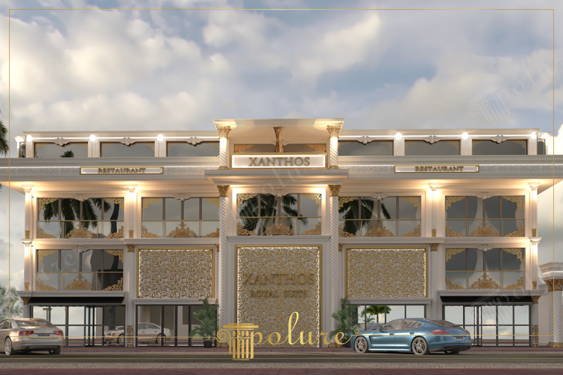 Fațadă Comercială Clasică din Poliuretan și Coloane Montajul de elemente decorative din poliuretan pe fațade comerciale reprezintă o soluție tehnică eficientă pentru obținerea unui aspect arhitectural clasic fără a supraîncărca structura de rezistență a clădirii. Materialul utilizat are o densitate ridicată de 150-220 kg/m³ (țintă ~160 kg/m³), oferind o rezistență mecanică excelentă și stabilitate dimensională în timp. Spre deosebire de ipsosul tradițional sau betonul decorativ, profilele din poliuretan nu crapă la ciclurile de îngheț-dezgheț și au o rată de absorbție a apei sub 1%. Această proprietate tehnică previne infiltrațiile și degradarea fațadei pe termen lung.

Sistemul de ancorare și fixare pentru coloanele decorative P5830 și P5840C necesită o pregătire riguroasă a suportului de bază. Înainte de aplicare, suprafața fațadei trebuie curățată și tratată cu un amorsaj adecvat. Fixarea profilelor de dimensiuni mari se realizează combinând un adeziv poliuretanic de înaltă aderență cu ancoraje mecanice din oțel inoxidabil plasate la distanțe de 40-50 cm. Îmbinările dintre profilele de ancadrament P1459, P1462, P1465 și P1470 se realizează cu un rost de dilatare tehnic de 2-3 mm, umplut ulterior cu mastic poliuretanic special pentru fațade.

Etanșarea și finisarea panourilor P8110 și a elementelor decorative superioare P28120 joacă un rol crucial în durabilitatea ansamblului arhitectural. După uscarea completă a adezivului, suprafețele sunt șlefuite ușor cu hârtie abrazivă cu granulație P180-P240 pentru a asigura o aderență optimă a straturilor ulterioare. Învelișul din poliuretan rezistă la variații termice extreme cu cuprinse între -100 °C / +80 °C, menținându-și integritatea structurală. Aplicarea vopselei acrilice de exterior rezistente la razele UV protejează pigmenții și finisajul auriu sau alb împotriva decolorării premature.

Integrabilitatea elementelor arhitecturale de la nivelul soclului până la cornișă permite montarea facilă a sistemelor de iluminat LED arhitectural. Profilul tehnic al ancadramentelor și al coronamentelor P2839 oferă spațiu generos pentru mascarea cablajelor și a benzilor luminoase IP65. Această abordare tehnică elimină punțile termice și asigură o izolație suplimentară pe conturul golurilor de fereastră și ușă. În plus, greutatea redusă a materialului reduce semnificativ timpul și costurile de manoperă pe șantier comparativ cu materialele minerale tradiționale.