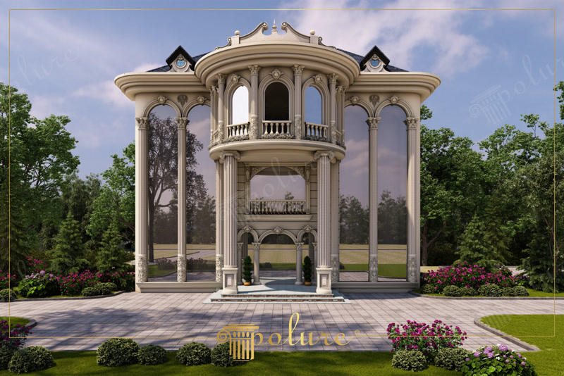 Fațadă Clasică Residence cu Coloane și Ancadramente din Poliuretan Profilurile din poliuretan pentru fațadă sunt elemente decorative arhitecturale de înaltă densitate, utilizate pentru placarea și finisarea exterioară a clădirilor rezidențiale. În proiectele de fațadă clasică cu coloane monumentale și ancadramente curbate, poliuretanul rigid oferă o alternativă tehnică superioară betonului decorativ sau prefabricatelor din ciment. Cu o densitate cuprinsă între 180 și 150-220 kg/m³ (țintă ~160 kg/m³), acest material asigură o rezistență mecanică ridicată la impact, păstrând în același timp o greutate structurală redusă care nu încarcă structura de rezistență a clădirii.

Montajul coloanelor canelate și al capitelelor din poliuretan se realizează prin îmbrăcarea unei structuri portante din oțel sau beton, utilizând un sistem dublu de fixare. Pentru prinderea pe suportul de zidărie sau tencuială, se utilizează adeziv poliuretanic structural combinat cu ancore mecanice din oțel inoxidabil la intervale de 600 mm. Miezul cav al coloanelor decorative permite trecerea cablurilor sau a conductelor de scurgere, facilitând integrarea discretă a instalațiilor. La îmbinările dintre secțiunile verticale se aplică un adeziv special pentru rosturi, urmat de o șlefuire fină cu hârtie abrazivă de granulație 180 pentru obținerea unei suprafețe perfect uniforme.

Proprietățile fizice ale poliuretanului rigid asigură o comportare excelentă în condiții climatice extreme, având o toleranță termică garantată între -100 °C / +80 °C. Rata de absorbție a apei este de sub 0.5%, ceea ce elimină riscul de fisurare cauzat de ciclurile succesive de îngheț și dezgheț. Spre deosebire de profilele din polistiren expandat (EPS) sau stucaturile tradiționale din ipsos, poliuretanul nu își modifică geometria în timp și nu dezvoltă mucegai sau eflorescențe de săruri minerale pe suprafața exterioară.

Procesul de finisare a elementelor decorative exterioare necesită aplicarea unei amorse acrilice de profunzime, urmată de minim 2 straturi de vopsea lavabilă de fațadă pe bază de rășini siliconice sau silicatice. Suprafața pre-amorsată din fabrică optimizează aderența straturilor de finisaj și reduce consumul de vopsea cu până la 25%. Respectarea tehnologiei de montaj și utilizarea adezivilor elastici la rosturile de dilatație asigură o durabilitate a fațadei de peste 25 de ani fără necesitatea unor lucrări majore de întreținere.