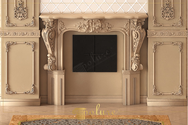 Șemineu Decorativ din Poliuretan P8401 și Panouri de Perete Șemineul decorativ din poliuretan P8401 reprezintă o soluție tehnico-arhitecturală destinată placării zonelor de șemineu fals sau electrice în spații rezidențiale și comerciale. Cu o densitate înaltă de aproximativ 150-220 kg/m³ (țintă ~160 kg/m³), acest profil rigid oferă o rezistență mecanică sporită și o stabilitate dimensională excelentă în timp. Spre deosebire de ipsosul tradițional, poliuretanul de înaltă densitate nu crapă la schimbările de temperatură ambientală între -100 °C / +80 °C și prezintă o rată de absorbție a apei de sub 1%. Această structură compactă permite montajul rapid direct pe placa de gips-carton sau pe zidărie tencuită, reducând substanțial încărcarea structurală pe perete.

Procesul de instalare a cadrelor și consolelor ornamentale P8401 necesită utilizarea unui adeziv hibrid pe bază de polimeri MS cu un strat de aplicare de 2-3 mm, combinat cu fixare mecanică temporară în dibluri sau șuruburi autofiletante. Îmbinările dintre secțiunile verticale ale șemineului și ancadramentele laterale se realizările folosind adeziv special pentru lipirea îmbinărilor poliuretanice, prevenind apariția fisurilor în zona de contact. După uscarea completă timp de 24 de ore, suprafețele de legătură se șlefuiesc fin cu hârtie abrazivă de granulație 220-320, obținându-se un ansamblu monolit perfect continuu.

Complementar structurii centrale de șemineu, ancadramentele simetrice de pe pereții laterali utilizează profile din poliuretan cu tăieturi la 45 de grade în colțuri, fixate prin lipire directă pe suprafața gletuită. Abaterile de planitate ale suportului de zidărie pot fi compensate prin flexibilitatea controlată a adezivului poliuretanic și prin utilizarea chitului acrilic la îmbinările cu peretele. Materialul este pre-amorsat din fabrică cu o amorsă albă pe bază de apă, fiind pregătit pentru aplicarea oricărui tip de vopsea lavabilă, acrilică sau poliuretanică în 2 straturi succesive.

Adoptarea modelelor din poliuretan în proiectele de renovare tehnică oferă avantaje economice și operaționale clare față de piatra naturală sau ipsosul turnat. Greutatea redusă a elementului P8401 facilitează manipularea de către o singură echipă de montaj, eliminând necesitatea structurilor mecanic consolidate de susținere. În plus, rezistența la impact și posibilitatea de curățare facilă fac din poliuretanul de densitate înaltă alegerea tehnică optimă pentru proiectele care cer durabilitate ridicată și execuție rapidă pe șantier.