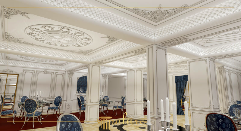 Profiluri Poliuretan pentru Tavan Casetat și Stucaturi Decorarea casetată a plafoanelor cu profiluri din poliuretan de înaltă densitate (150-220 kg/m³ (țintă ~160 kg/m³)) reprezintă o soluție tehnică avansată pentru finisarea spațiilor comerciale și a sălilor de festivități cu suprafețe mari. Spre deosebire de stucaturile tradiționale din ipsos, elementele din spumă rigidă de poliuretan furnizează o stabilitate dimensională excelentă la fluctuații de temperatură cuprinse între -100 °C / +80 °C, având un coeficient de absorbție a apei sub 1%. Această structură celulară închisă previne apariția fisurilor la nivelul îmbinărilor casetate, chiar și în medii supuse vibrațiilor sau condițiilor variabile de umiditate relativă din spațiile publice.

Procesul de instalare pe tavanele casetate necesită o trasare topografică riguroasă a axelor centrale și utilizarea unui adeziv structural pe bază de poliuretan cu o rezistență la tracțiune de peste 1,5 N/mm². Profilurile cornise și baghetele de încadrare sunt ancorate mecanic în puncte strategice înainte de polimerizarea adezivului, asigurând o aliniere milimetrică a casetelor de tavan. Pentru realizarea nișelor de iluminat indirect cu benzi LED, profilurile sunt prevăzute cu canal posterior reflectorizant, menținând o distanță minimă de 50 mm față de plafonul bază pentru o disipare termică optimă și o difuzie uniformă a fasciculului luminos.

Îmbrăcarea coloanelor portante și placarea pereților cu ancadramente decorative din poliuretan implică utilizarea pilastrilor prefabricați, a capitaliilor sculptate și a plintelor tehnice rezistente la impact direct. Rășina poliuretanică densă permite șlefuirea fină a rosturilor cu hârtie abrazivă de granulație P240 și sigilarea acestora cu chit acrilic elastic înainte de vopsire. Datorită greutății reduse de aproximativ 1,2 kg pe metru liniar de profil masiv, încărcarea structurală pe plafoanele suspendate sau pe pereții din gips-carton este minimă, eliminând necesitatea armăturilor metalice grele.

Etapa finală de finisare a stucaturilor din poliuretan constă în aplicarea a cel puțin 2 straturi de vopsea lavabilă sau acrilică pe bază de apă, după o perioadă de uscare a adezivului de minim 24 ore. Suprafața amorsată din fabrică oferă o aderență excelentă pentru vopselele satinate sau mate, facilitând curățarea ulterioară prin spălare periodică fără deteriorarea detaliilor sculptate. Flexibilitatea profilurilor poliuretanice permite preluarea micilor imperfecțiuni ale pereților existenți, obținându-se o geometrie curată, durabilă și ușor de întreținut în exploatarea pe termen lung.
