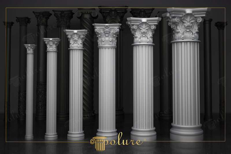 Coloane din Poliuretan cu Capitil Corintic și Caneluri Coloanele decorative din poliuretan de înaltă densitate (150-220 kg/m³ (țintă ~160 kg/m³)) reprezintă soluții arhitecturale structurate pentru placarea stâlpilor de susținere sau realizarea decorurilor verticale pe fațade externe și în spații interioare. Materialul poliuretanic oferă o rată de absorbție a apei de sub 1%, prevenind apariția fisurilor cauzate de ciclurile de îngheț-dezgheț în intervalul de temperatură de la -100 °C / +80 °C. Spre deosebire de betonul amprentat sau ghipsul tradițional, aceste elemente au o greutate redusă, minimizând încărcarea structurală pe fundația clădirii.

Procesul de instalare al sistemelor modulare formate din baze (P5920B, P5930B, P5940B), fuste canelate (P5820, P5830, P5840) și capiteluri corintice (P5850, P5860, P5880) se bazează pe îmbinarea mecanică și adezivă. Fuzionarea segmentelor se realizează cu adeziv poliuretanic de îmbinare structurală, aplicat în rosturi de 2-3 mm. Pentru stâlpii existenți din beton sau oțel, corpul tubular al coloanei se montează în jurul structurii portante, fiind fixat cu ancore din oțel inoxidabil, acoperite ulterior cu chit poliuretanic bicomponent.

Finisarea suprafețelor pretencuite din fabrică necesită o pregătire simplă prin șlefuire ușoară cu hârtie abrazivă de granulație P240. După aplicarea amorsei speciale, coloanele din poliuretan pot fi vopsite cu vopsele acrilice, lavabile sau pe bază de poliuretan pentru exterior în 2 straturi succesive. Rezistența mecanică ridicată și stabilitatea dimensională asigură o durabilitate pe termen lung, fără riscul degradării cauzate de radiațiile UV sau de umiditatea ambientală ridicată.

Utilizarea profilelor poliuretanice din seria P5220, P5230, P5240, P5250 și P5260 permite o adaptabilitate facilă în proiecte de restaurare sau construcții noi. În comparație cu soluțiile din piatră naturală sau ipsos, poliuretanul reduce timpul de manoperă cu peste 50% și elimină necesitatea utilajelor grele de ridicat pe șantier. Sistemul modular garantează alinierea perfectă a canelurilor verticale și o continuitate vizuală impecabilă la îmbinările dintre bază, fustă și capitel.