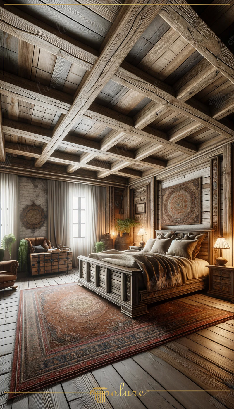 Plafon Casetat Rustic  Plafon casetat rustic din poliuretan de înaltă densitate: grinzi decorative ușoare, aspect de lemn, absorbție de apă sub 1%, montaj cu adeziv pol