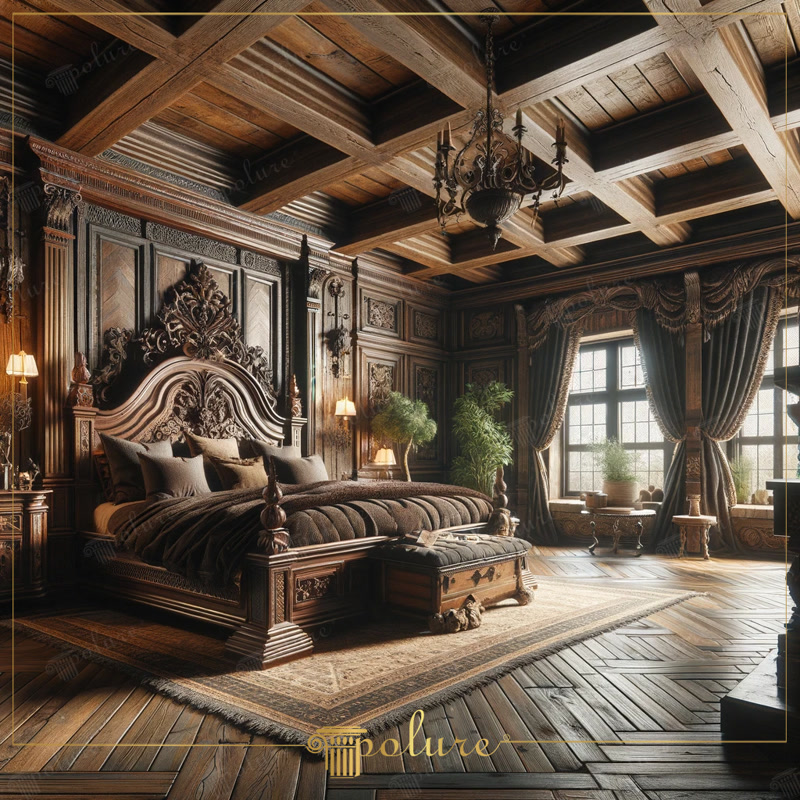 Tavan Casetat Rustic  Tavan casetat rustic cu grinzi decorative din poliuretan: textură de lemn turnată, greutate redusă, montaj pe gips-carton și finisare prin patinar