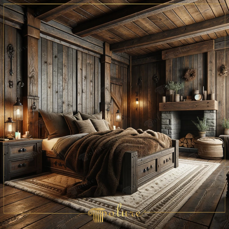 Grinzi din Poliuretan Rustice pentru Dormitor Cabană Grinzile din poliuretan cu aspect de lemn din seria P1981 reprezintă soluții structurale decorative fabricate din spumă rigidă cu densitate de aproximativ 150-220 kg/m³ (țintă ~160 kg/m³), destinate placărilor interioare în stil rustic. În acest proiect de dormitor tip cabană, structura pe tavan și pereți îmbină profile longitudinale și transversale P1981A, P1981B, P1981C și P1981D pentru a simula o osatură din lemn masiv de brad sau stejar băițuit. Spre deosebire de lemnul natural, poliuretanul are o rată de absorbție a apei sub 1%, ceea ce previne deformarea, fisurarea sau formarea mucegaiului în timp, menținând stabilitatea dimensională între temperaturi de -100 °C / +80 °C.

Montajul sistemului de grinzi și bușteni din poliuretan pe tavan se realizează prin fixare mecanică combinată cu adeziv poliuretanic de înaltă aderență. Pentru o aliniere precisă la unghiuri de 90 de grade, ghidajele din lemn sau profilele omega se fixează pe tavan la distanțe de 60-80 cm, peste care se îmbină profilele decorative ușoare P1981E, P1981F, P1981G și P1981H. Rosturile dintre elemente se etanșează cu mastic special, urmat de o șlefuire fină cu granulație de 180-240 și retușare cu vopsele pe bază de apă sau acrilice în nuanțe închise de nuc.

Datorită greutății reduse de doar 1,5-2,5 kg per metru liniar, profilele din poliuretan P1981I, P1981J, P1981K și P1981L nu încarcă structura rezistentă a plafonului sau a pereților din gips-carton. Acest avantaj tehnic permite realizarea unor casetări complexe pe întreaga suprafață a dormitorului, creând un spațiu tehnic interior gol prin care se pot masca cabluri electrice, tubulaturi de ventilație sau sisteme de iluminat LED încorporate. Finisajul texturat redă fidel fibrele, nodurile și crăpăturile specifice lemnului vechi, oferind un aspect vizual identic cu cel al grinzilor din buștean cioplit manual.

Utilizarea elementelor decorative din poliuretan în amenajarea dormitorului scurtează timpul de execuție al lucrărilor cu peste 60% comparativ cu manopera necesară structurilor tradiționale din lemn uscat. Materialul nu necesită tratamente periodice ignifuge sau ignifugare chimică suplimentară, fiind stabil structural și ușor de curățat cu lavete umezite. Soluția tehnică prezentată asigură o durabilitate de lungă durată fără risc de dăunători, fiind ideală pentru proiecte rezidențiale sau spații hoteliere din zone montane.