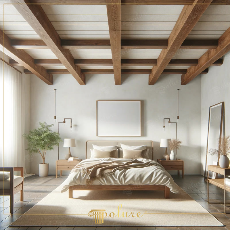 Poliuretan Grinzi Decorative Tavan Dormitor Rusticul Greda decorativă din poliuretan P1981 este o soluție tehnico-constructivă concepută pentru simularea structurilor din lemn masiv pe plafoane fără a încărca structura de rezistență. Acest profil rigid are o densitate ridicată de 150-220 kg/m³ (țintă ~160 kg/m³), oferind o rezistență mecanică sporită și o stabilitate dimensională excelentă în condiții de umiditate oscilantă. În amenajarea dormitorului, montajul grinzilor poliuretanice din seria P1981A-P1981L pe un tavan placat creează un rastru vizual ritmat, mascând totodată eventualele cablaje sau neregularități ale suprafeței suport.

Fixarea elementelor poliuretanice de tip grindă P1981 pe tavanul dormitorului se realizează printr-un sistem mecanic combinat cu adeziv poliuretanic structural. Procesul tehnologic implică trasarea axelor, montarea șipcilor din lemn sau profil ghidaj pe tavan și debitarea grinzilor cu scule de tâmplărie convenționale. Greutatea redusă a grinzilor poliuretanice permite o manipulare facilă de către o echipă de doar doi montatori, reducând timpul de execuție pe șantier cu peste 50% comparativ cu grinzile tradiționale din stejar sau molid.

Din punct de vedere al comportamentului materialului, poliuretanul de înaltă densitate prezintă un coeficient de absorbție a apei sub 1% și rezistă la variații termice între -100 °C / +80 °C fără să crape sau să se deformeze. Suprafața grinzilor din seria P1981 imită fidel textura naturală a lemnului cioplit, permițând finisarea directă cu vopsele pe bază de apă sau acrilice. Îmbinările dintre module se realizează invizibil prin șlefuire ușoară cu granulație de 180 și aplicarea unui chit special de poliuretan înainte de vopsirea finală.

Versatilitatea grinzilor decorative P1981 în amenajările interioare rustice și moderne constă în profilul lor U sau dreptunghiular, care permite mascarea canalelor electrice pentru corpurile de iluminat suspendate. Integrat într-un dormitor cu nuanțe neutre de crem și bej, tavanul casetat din poliuretan îmbunătățește totodată acustica încăperii prin atenuarea ecoului. Alegerea profilelor poliuretanice elimină riscurile asociate lemnului natural, cum ar fi dăunătorii xilofagi, uscarea în timp sau contracțiile structurale.