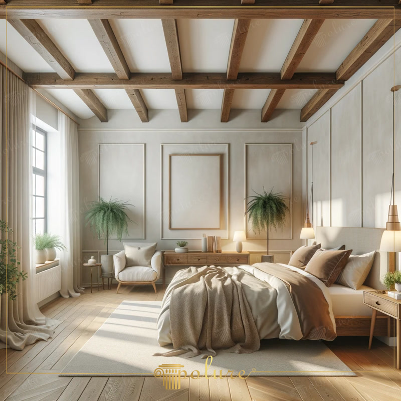 Poliuretan Grinzi Decorative Rustice Tavan Dormitor Grinzile decorative din poliuretan reprezintă o soluție tehnică avansată pentru finisajele interioare ce imită structurile tradiționale din lemn masiv fără a încărca structura de rezistență a clădirii. Spre deosebire de grinzi din lemn natural care pot cântări zeci de kilograme și necesită ancorări complexe în structura de beton, profilele din poliuretan de înaltă densitate (150-220 kg/m³ (țintă ~160 kg/m³)) oferă un raport optim între rezistența mecanică și greutatea redusă. Aceste elemente din seria P1981A-P1981L sunt concepute pentru a fi instalate pe tavane din gips-carton sau tencuială clasică, asigurând o stabilitate dimensională excelentă în plaja de temperatură cuprinsă între -100 °C / +80 °C.

Sistemul de montaj al grinzilor din poliuretan se bazează pe o fixare hibridă, îmbinând adezivul structural monocomponent cu elemente de fixare mecanică ascunse. Pentru o aliniere precisă pe tavanul dormitorului, se trasează axele de ghidaj și se montează șipci din lemn sau profile metalice intermediare pe care se fixează profilul în formă de U. Utilizarea adezivului poliuretanic special la îmbinări și la spatele profilului asigură o aderență de durată, prevenind apariția fisurilor cauzate de micro-vibrațiile structurale. Cu o rată de absorbție a apei sub 1%, materialul nu se deformează în timp și nu este afectat de variațiile de umiditate relativă din interior.

În comparație cu cheresteaua clasică, profilul poliuretanic decorativ elimină riscul de torsiune, crăpături sau atacuri ale dăunătorilor xilofagi. Suprafața pre-tratată permite aplicarea directă a vopselelor pe bază de apă sau acrilice, obținând texturi realiste de fibră de lemn prin tehnici de patinare sau băițuire. Integrarea acestor grinzi cu profilele decorative de perete creează un echilibru vizual între planul orizontal al tavanului și cel vertical al pereților, oferind un aspect arhitectural coerent spațiului.

Pentru echipele de montaj și antreprenori, utilizarea grinzilor din poliuretan reduce timpul de execuție pe șantier cu peste 60% comparativ cu manopera necesară structurilor din lemn masiv. Debitarea profilelor se realizaeză ușor cu un ferăstrău manual cu dinți fini, iar finisarea îmbinărilor dintre grinzi și perete se face rapid prin utilizarea chitului elastomeric. Rezultatul final este un tavan rustic impecabil, rezistent la uzură și ușor de întreținut pe întreaga durată de viață a construcției.