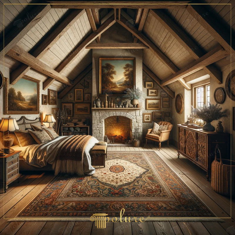 Modern Interpretation of Rustic Values, Magnificent Bedroom Design with Polyurethane Beams Rustic decoration plays a key role in the meeting of natural textures and traditional designs with modern living spaces. This bedroom, enriched with p