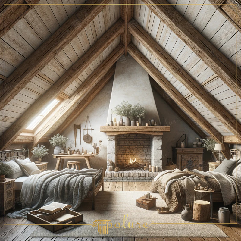 Attic Bedroom Enriched with Polyurethane Beams, the Intersection Point of Rustic Texture and Modern Comfort The warmth and naturalness of rustic decoration are reinterpreted in modern living spaces with polyurethane beam and rafter models. The loft bedroom p