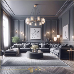 Obținerea perfecțiunii cu muluri de perete și tavan pentru sufragerie de lux sofisticată Camerele de zi sunt inima casei și acest loc ar trebui să reflecte măreția și confortul în fiecare aspect al designului. Livingul din imagine es