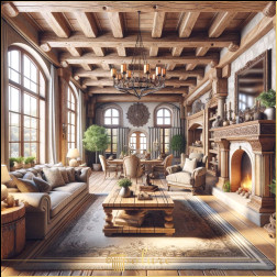 Spații interioare îmbogățite cu grinzi din poliuretan și căpriori din bușteni Modelele de grinzi din poliuretan și căpriori adaugă eleganță și căldură spațiilor interioare, combinând aspectul tradițional din lemn cu m