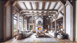 Decorație rustică pentru casă de frumusețe cu grinzi din poliuretan și căpriori din bușteni Decorarea rustica este una dintre cele mai bune modalitati de a aduce caldura si confortul materialelor naturale in casa dvs. Crearea unei atmosfere r