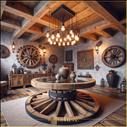 Decorat cu grinzi din poliuretan si roti carucioare dupa arta rustica Pentru cei care doresc să aducă căldura decorului rustic în spațiile de locuit moderne, grinzile din poliuretan și căpriorii din bușteni sunt 